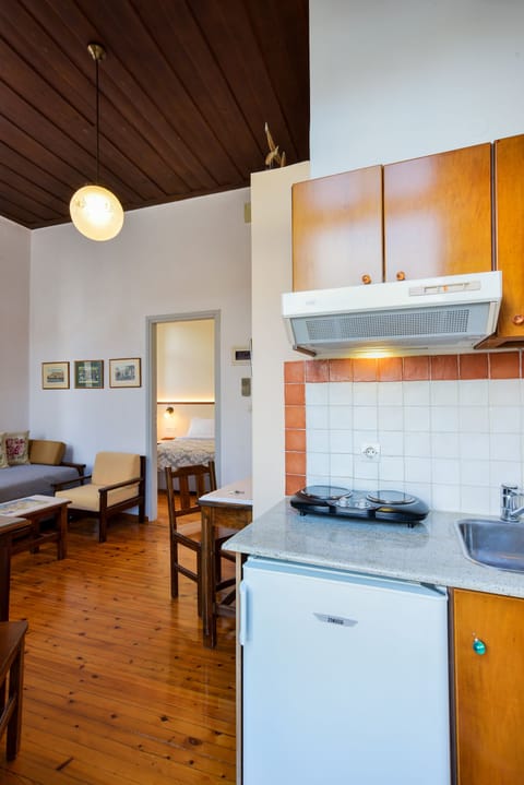 Studio, Balcony | Private kitchen | Fridge, stovetop, coffee/tea maker, electric kettle