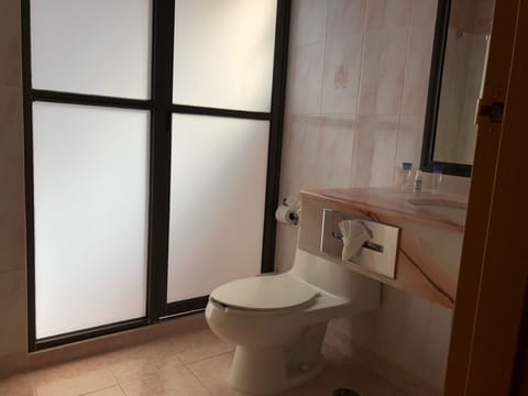 Shower, free toiletries, towels