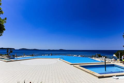 Outdoor pool, sun loungers