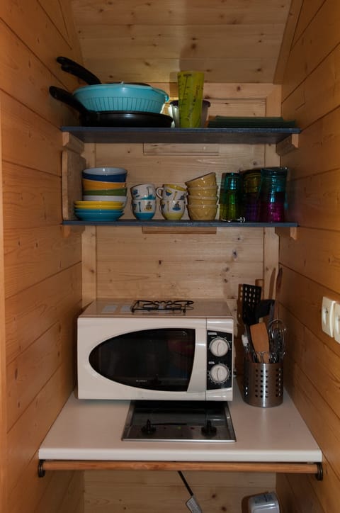 Cabin | Private kitchen | Fridge, microwave, electric kettle