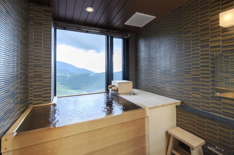 Deluxe Twin Room (with Private Open-air Bath, Yamabuki) | Bathroom | Free toiletries, hair dryer, slippers, electronic bidet