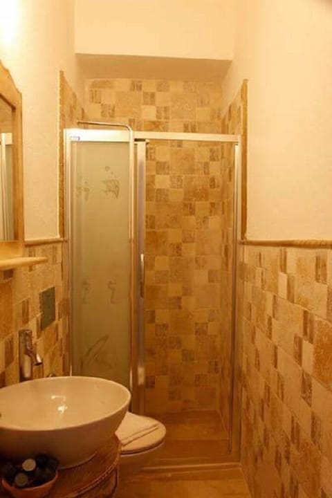 Shower, free toiletries, hair dryer, slippers