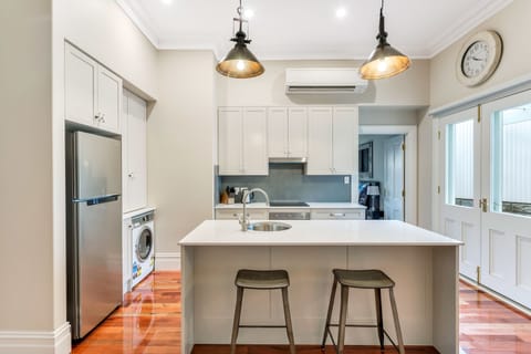 Apartment 2 | Private kitchen | Full-size fridge, microwave, oven, stovetop