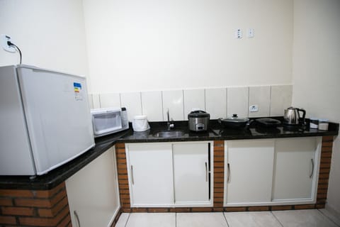 Fridge, microwave, coffee/tea maker, electric kettle