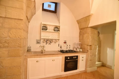 Deluxe Suite, 2 Bedrooms (Basement) | Private kitchen | Fridge, stovetop, coffee/tea maker, electric kettle