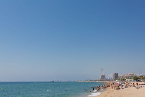 Beach nearby, beach umbrellas, beach towels