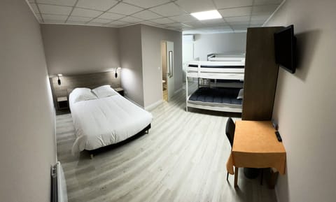 Desk, free WiFi, bed sheets