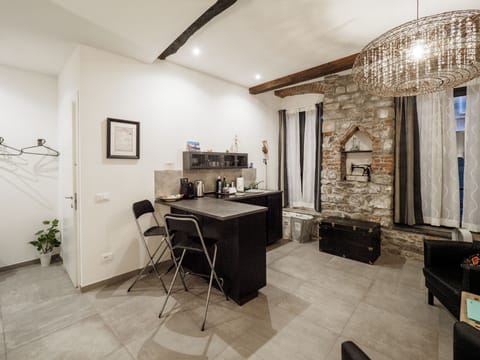 Luxury Studio | Private kitchen | Fridge, microwave, oven, stovetop