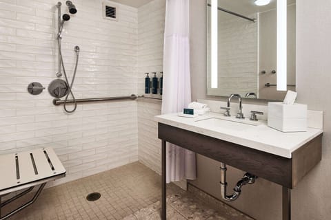 Studio Suite, 2 Queen Beds, Accessible (Mobility/Hearing, Roll-in Shower) | Bathroom shower