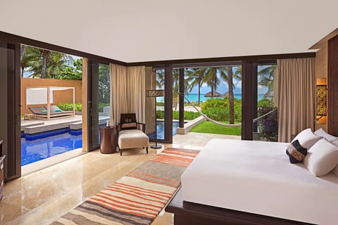 Harmony Three-Bedroom Beachfront Pool | Premium bedding, down comforters, minibar, in-room safe