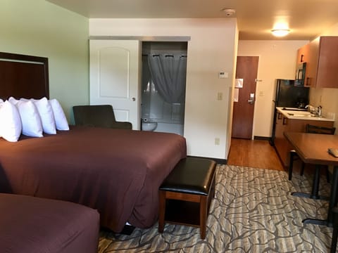 Deluxe Studio Suite, 2 Queen Beds, Kitchenette | Premium bedding, desk, iron/ironing board, travel crib