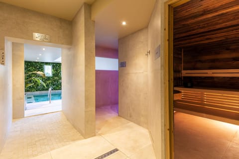 Sauna, spa tub, steam room