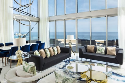 Penthouse, 4 Bedrooms, Oceanfront | Living area | Flat-screen TV