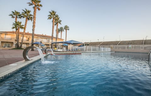 Outdoor pool, sun loungers