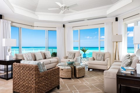 Premier Suite, 3 Bedrooms, Oceanfront | Living room | TV