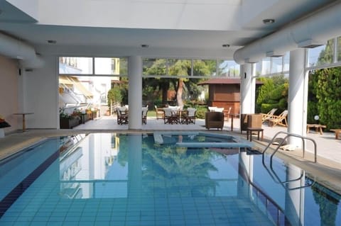 Indoor pool, open 9 AM to 9 PM, sun loungers