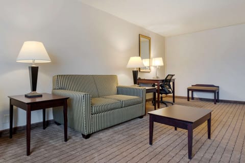 Suite, 1 King Bed, Accessible, Non Smoking | Desk, laptop workspace, blackout drapes, iron/ironing board