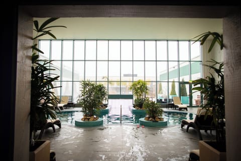 Indoor pool, outdoor pool, sun loungers