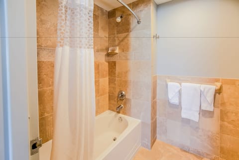 1 Bedroom Suite w/Kitchen, 2 Balconies, Gulf Front,  Non-Smoking | Bathroom | Combined shower/tub, free toiletries, hair dryer, towels