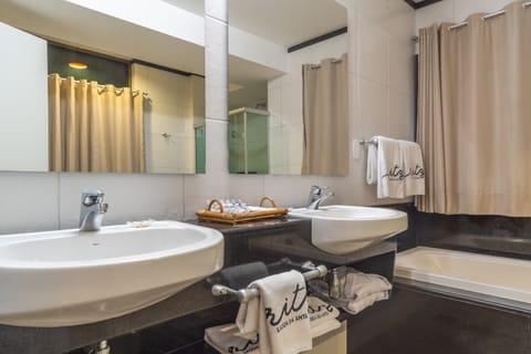 Premium Plus Suite | Bathroom | Shower, hair dryer, towels