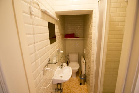 Classic Double Room (vermillon) | Bathroom | Shower, free toiletries, hair dryer, towels