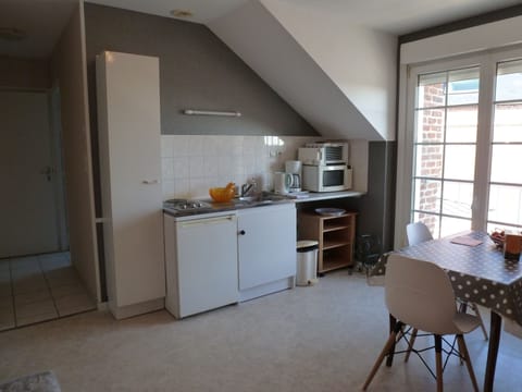 Studio, 1 Double Bed | Private kitchen | Fridge, microwave, stovetop, coffee/tea maker