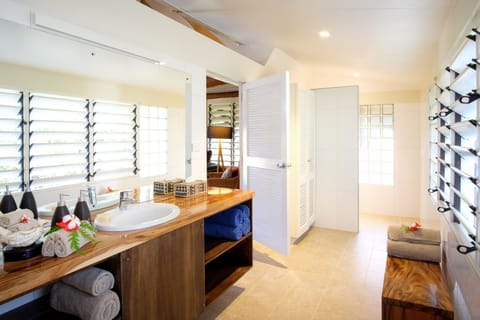 Beachfront Bure - No Kids Under 15 | Bathroom | Shower, designer toiletries, hair dryer, towels