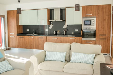 Family Apartment, 2 Bedrooms, Non Smoking, Balcony | Private kitchen | Full-size fridge, microwave, oven, stovetop