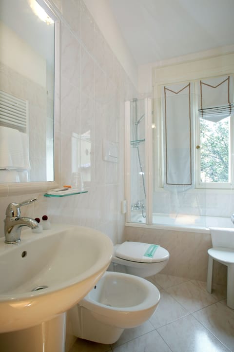 Free toiletries, hair dryer, bidet, towels