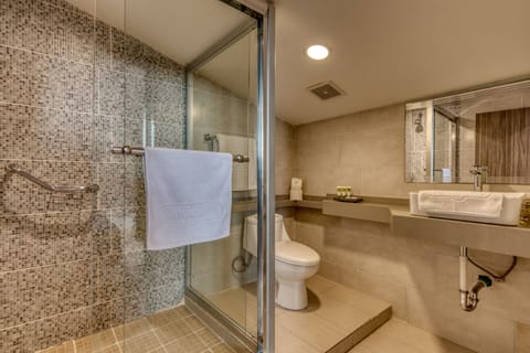 Classic Triple Room | Bathroom | Shower, hair dryer, towels, soap