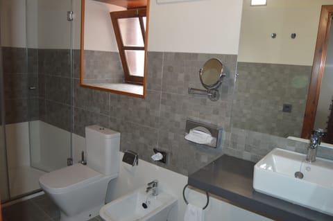 Standard Double Room, Terrace, Sea View | Bathroom | Hair dryer, bathrobes, bidet, towels