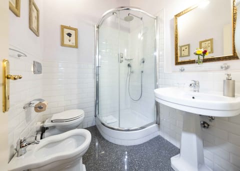 Shower, rainfall showerhead, eco-friendly toiletries, hair dryer