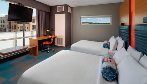 aloft, Room, 2 Queen Beds, City View, Corner | Hypo-allergenic bedding, pillowtop beds, in-room safe, desk