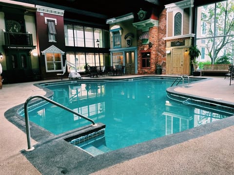 Indoor pool, seasonal outdoor pool, pool umbrellas, sun loungers