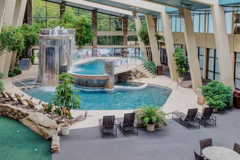 Indoor pool, outdoor pool, sun loungers