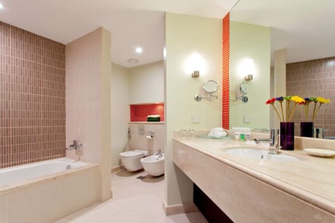 Shower, eco-friendly toiletries, hair dryer, bidet