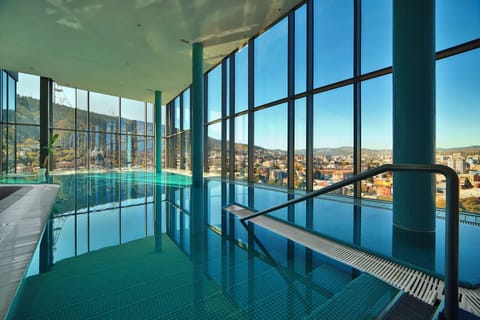 Indoor pool, outdoor pool, sun loungers