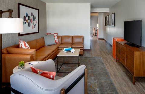 50-inch flat-screen TV with cable channels, TV, iPod dock