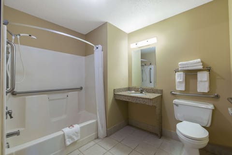 Standard Room, 1 Queen Bed, Accessible | Bathroom | Combined shower/tub, free toiletries, hair dryer, towels