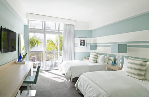 Double Room, 2 Double Beds, Partial Ocean View | Premium bedding, minibar, in-room safe, desk