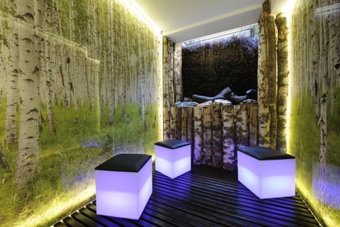 Sauna, spa tub, steam room, body treatments, hot stone massages