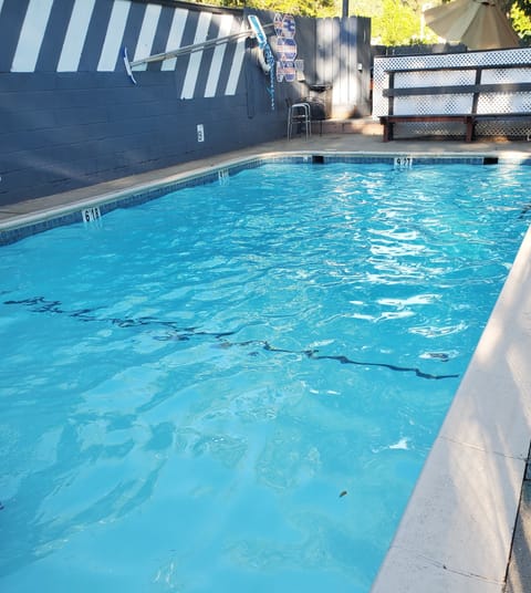 Seasonal outdoor pool, sun loungers