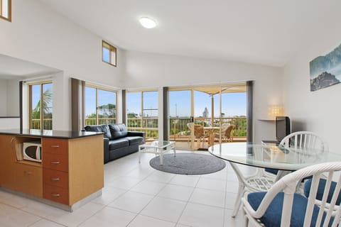 1 Bedroom Seaview Apartment | Private kitchen | Full-size fridge, microwave, coffee/tea maker, electric kettle