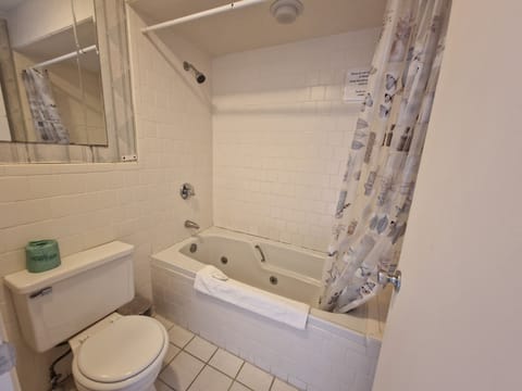 Single Room, 1 Queen Bed, Partial Ocean View | Bathroom | Shower, hair dryer, towels, soap