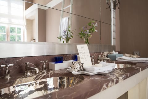 Suite | Bathroom | Shower, rainfall showerhead, designer toiletries, hair dryer