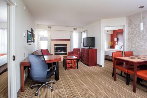 Suite, 2 Bedrooms, Fireplace | Premium bedding, desk, blackout drapes, iron/ironing board