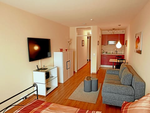 Apartment, 1 Bedroom, Non Smoking, Kitchenette | Living area | 107-cm flat-screen TV with cable channels, TV, DVD player