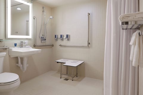 Combined shower/tub, eco-friendly toiletries, hair dryer, towels