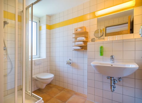 Single Room | Bathroom | Shower, hair dryer, towels