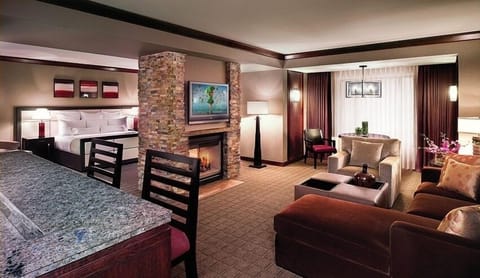 Spa Suite King | Living area | 48-inch flat-screen TV with satellite channels, TV